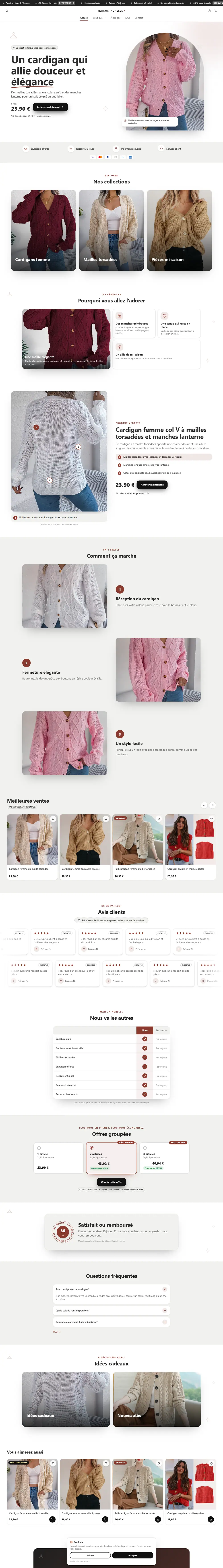 Boutique · Mode : Maison Aurelle (capture réelle)